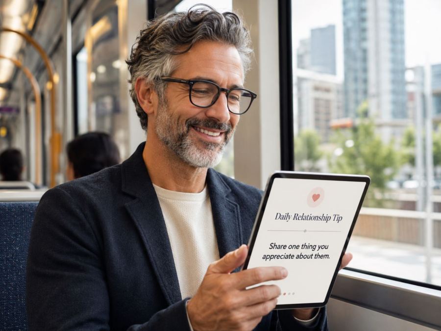 Someone managing their relationship tips preferences on the go